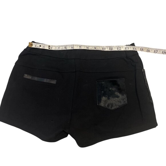 100% MOHAIR Leather Short Shorts Size Medium Black 2 Front Pockets Pony Hair - Picture 8 of 9